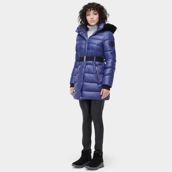 UGG | Valerie Belted Down Coat Nocturn Blue L NWT - Picture 16 of 16
